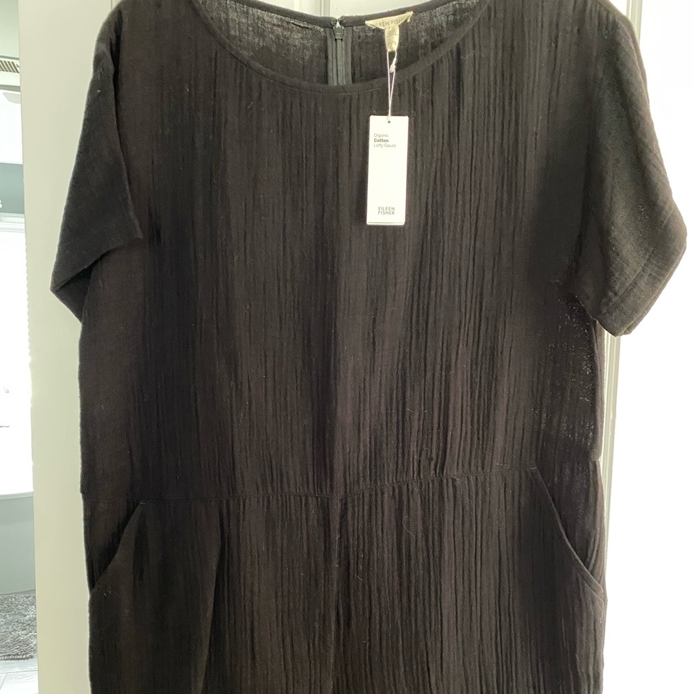Eileen Fisher NWT Black Gauze Romper